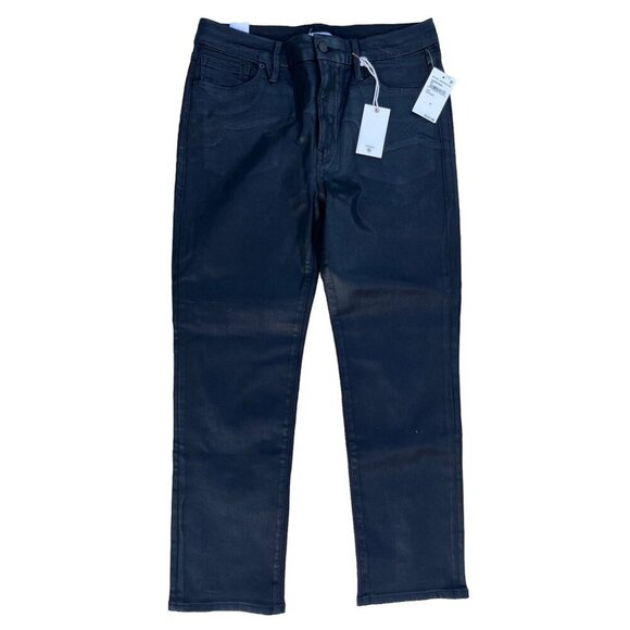 Good American Good Straight High Rise Coated Jeans in Black001 Size 14 - Picture 10 of 11